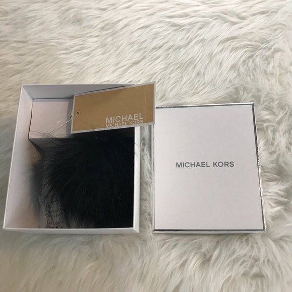 Michael Kors Accessories - Michael Kors Black Fur Pom Pom Keychain New